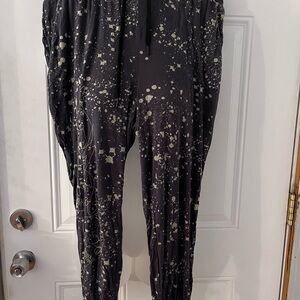 Lovesick Splatter and Skulls embroidered lounge joggers.